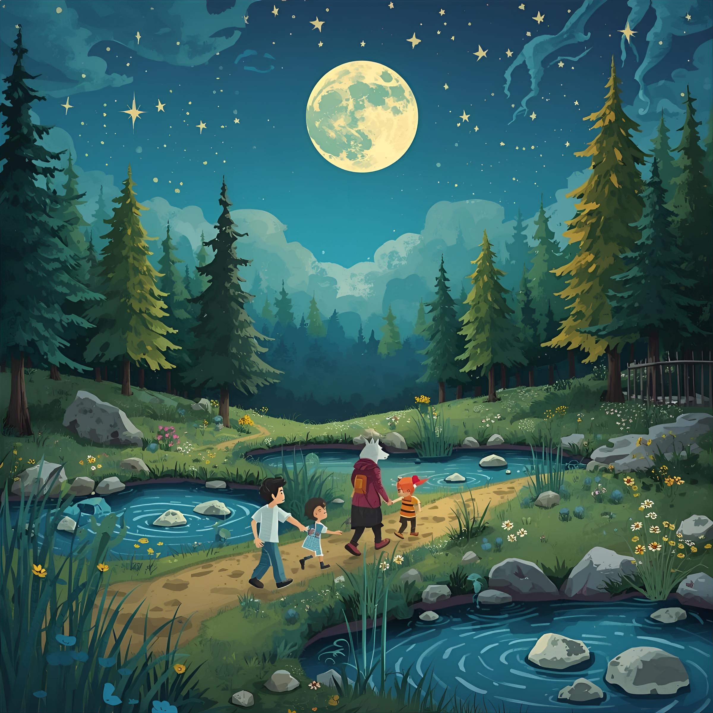 Image pour ma balade familiale à énigmes sur la lune entre loup et garou. balade autour des étangs pour des familles